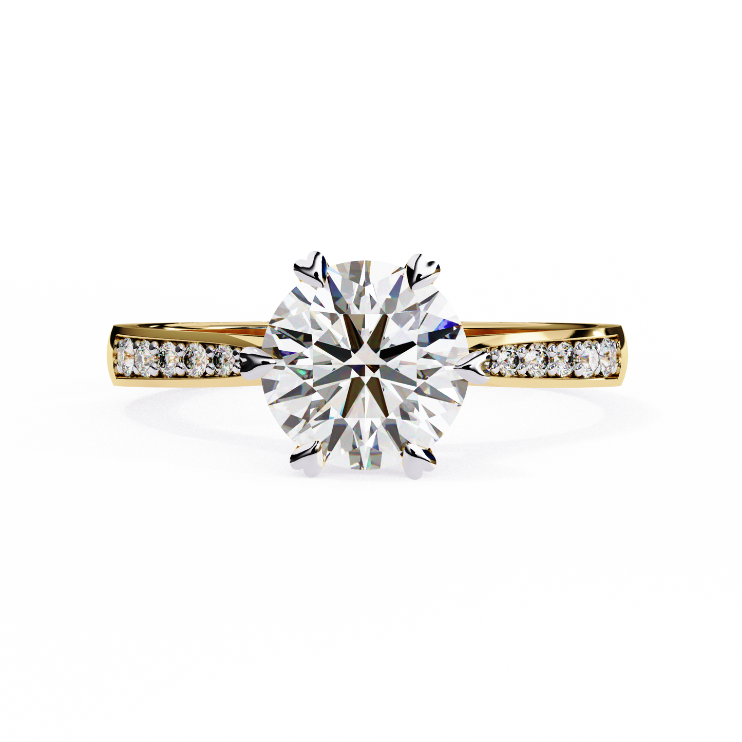 yellow gold / moissanite, yellow gold / lab grown