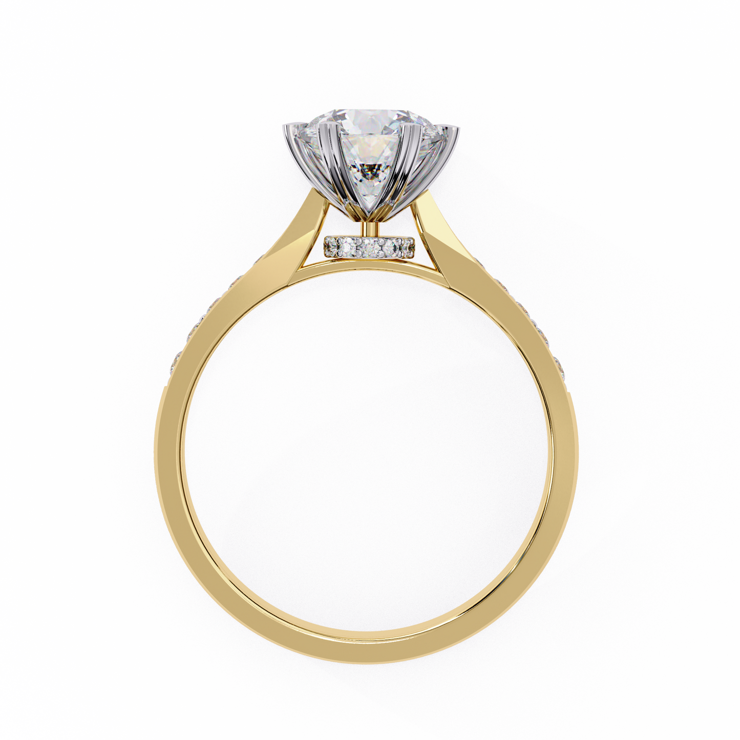yellow gold / moissanite, yellow gold / lab grown