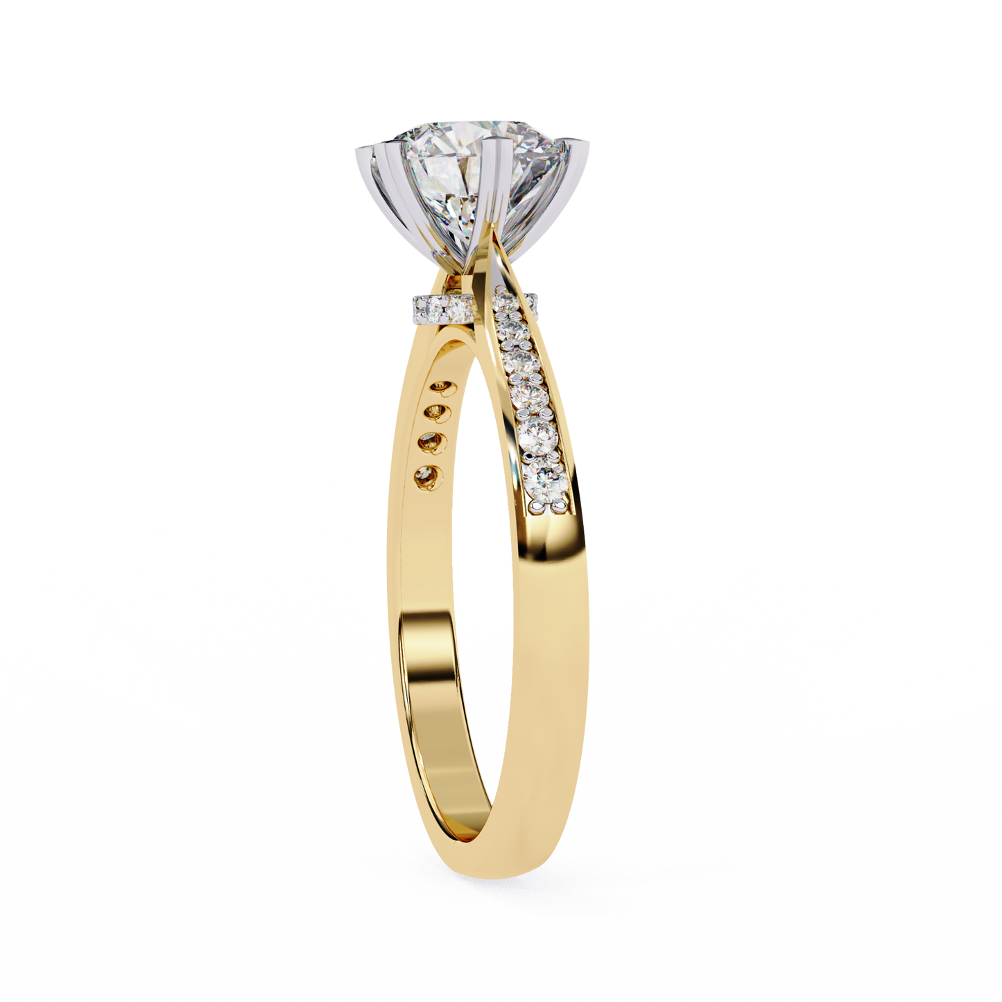 yellow gold / moissanite, yellow gold / lab grown