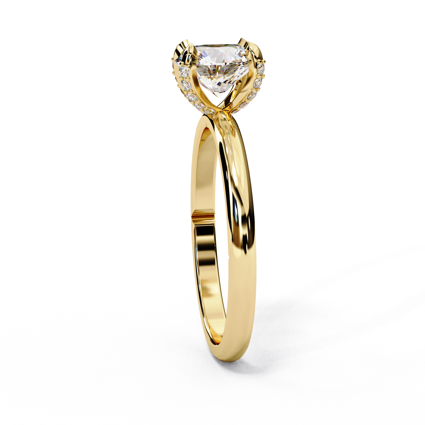 yellow gold / moissanite, yellow gold / lab grown
