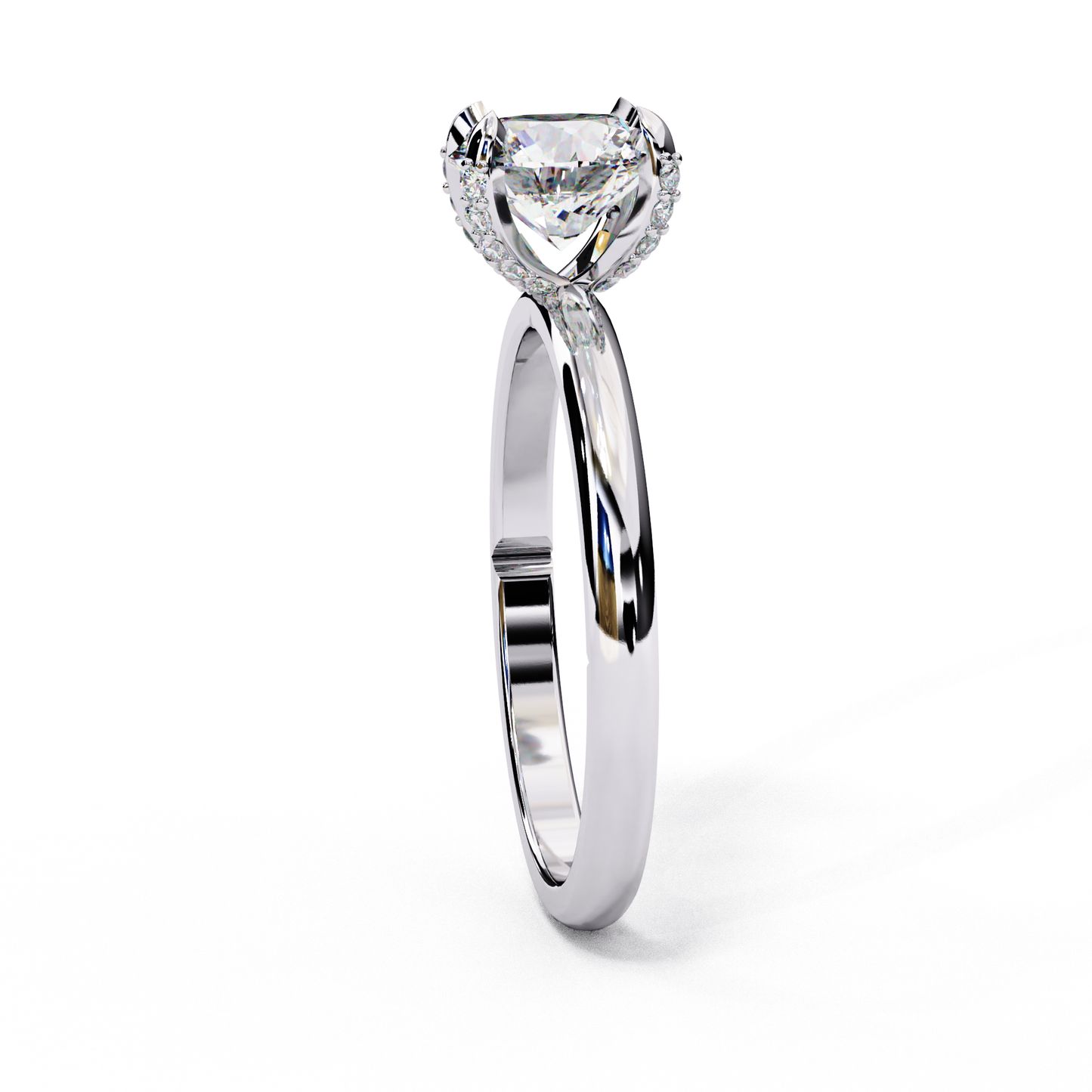white gold / moissanite, white gold / lab grown