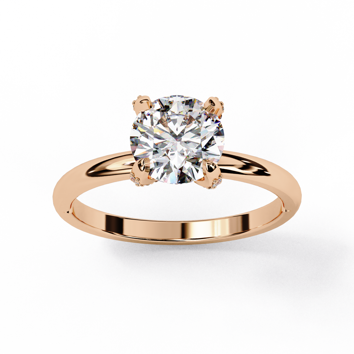 rose gold / moissanite, rose gold / lab grown