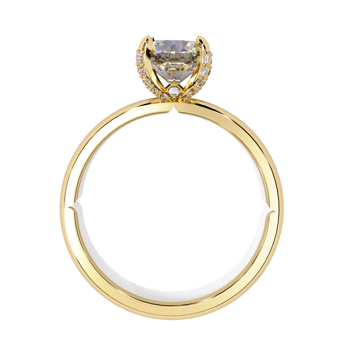 yellow gold / moissanite, yellow gold / lab grown