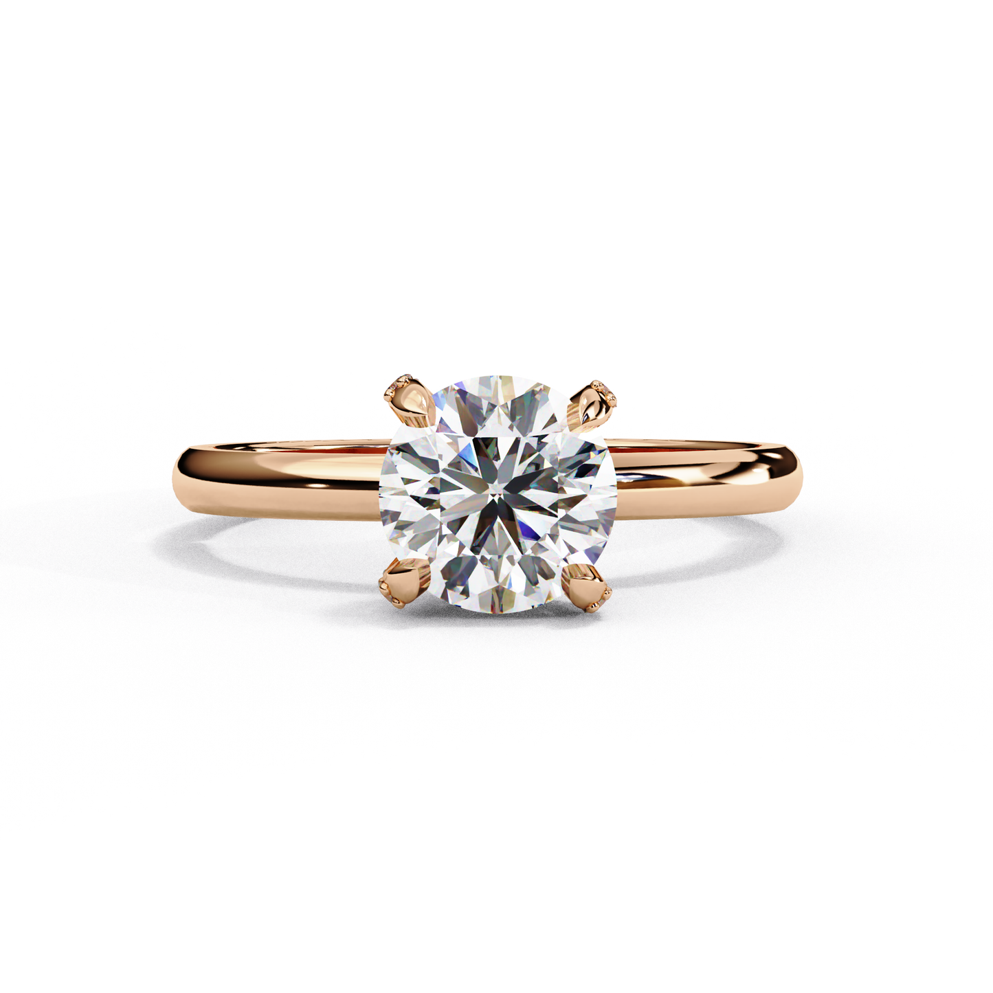 rose gold / moissanite, rose gold / lab grown