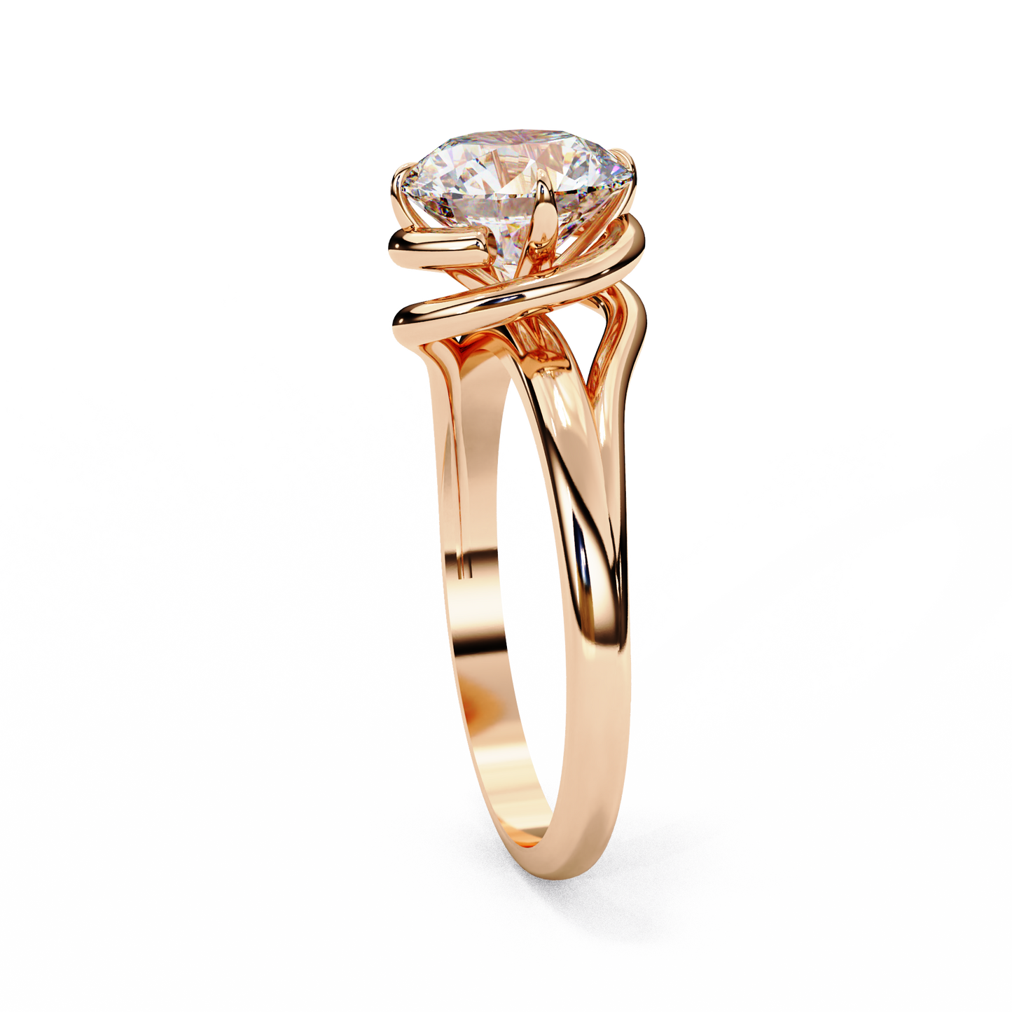 rose gold / moissanite, rose gold / lab grown