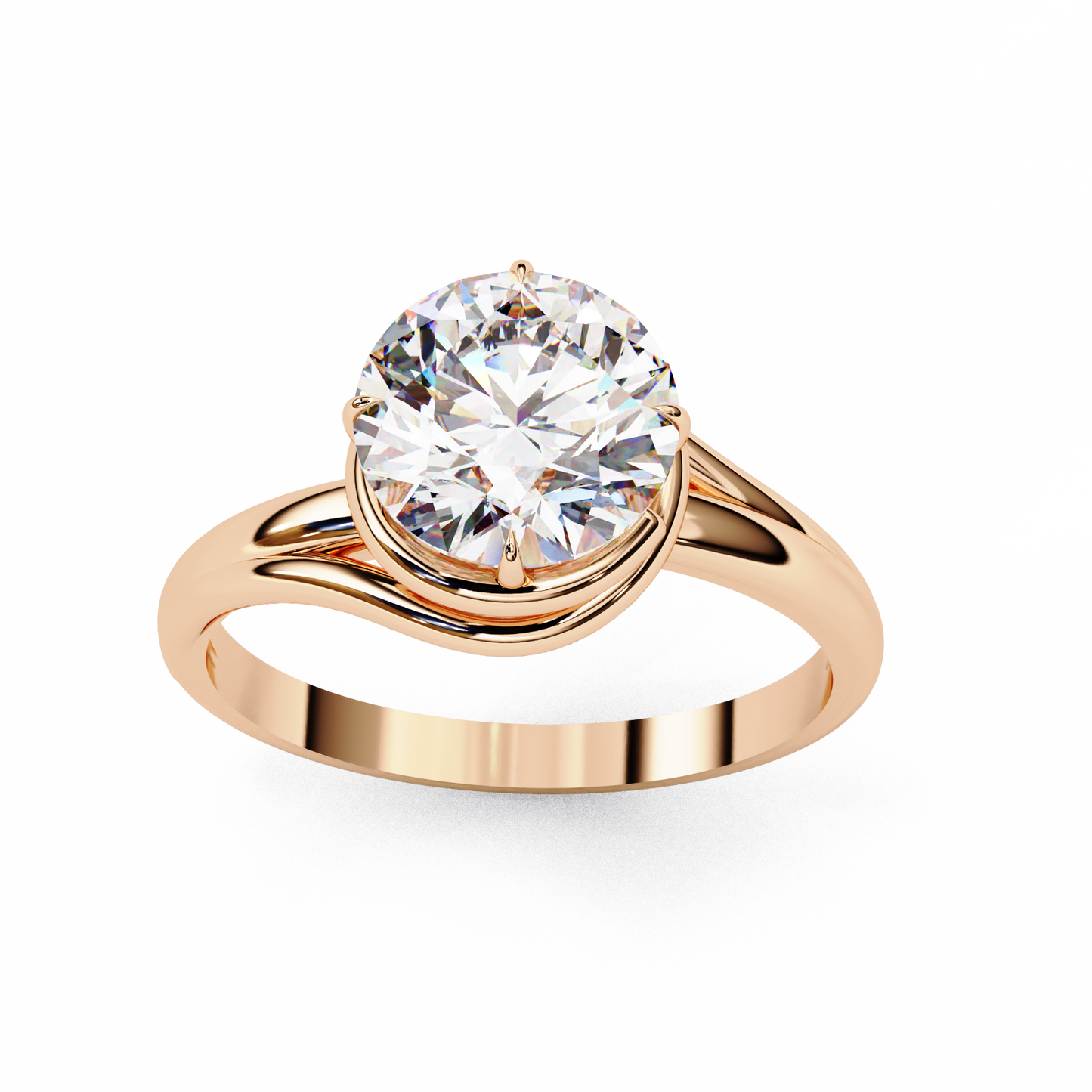 rose gold / moissanite, rose gold / lab grown