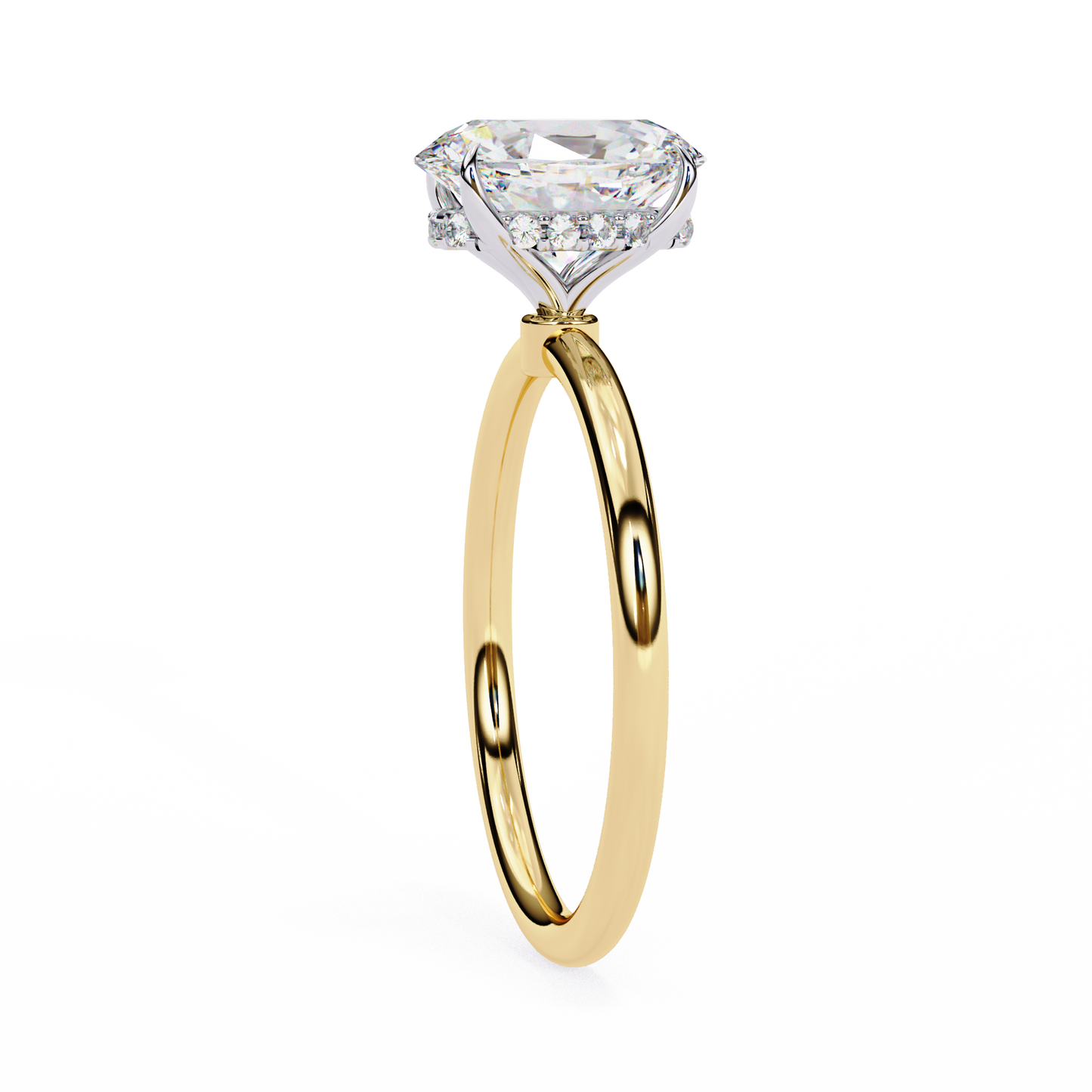 yellow gold / moissanite, yellow gold / lab grown