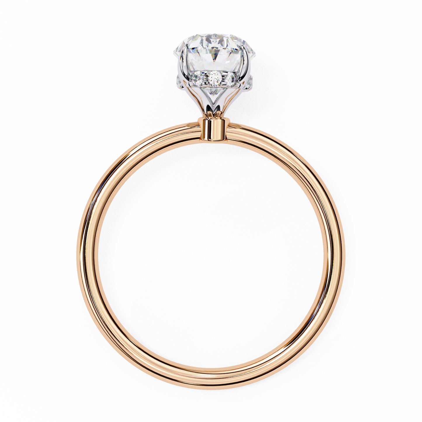 rose gold / moissanite, rose gold / lab grown