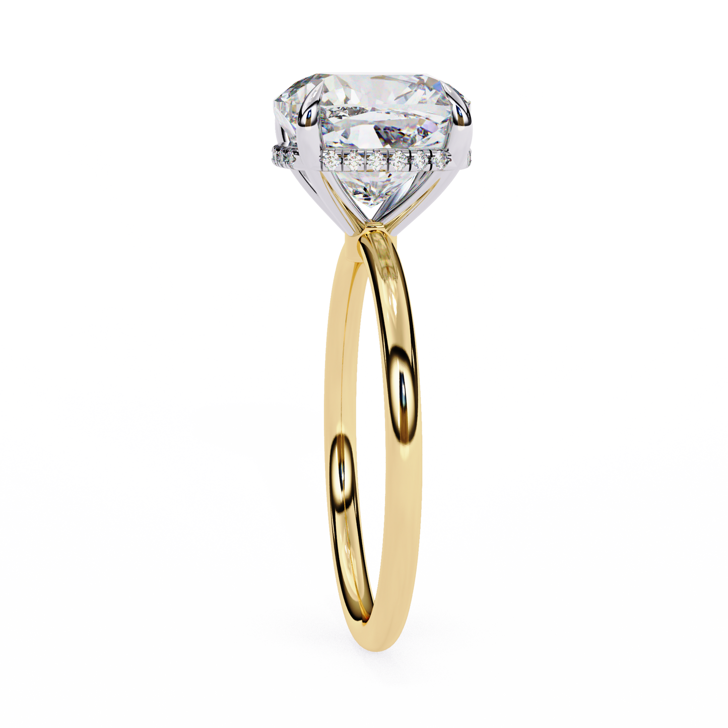 yellow gold / moissanite, yellow gold / lab grown