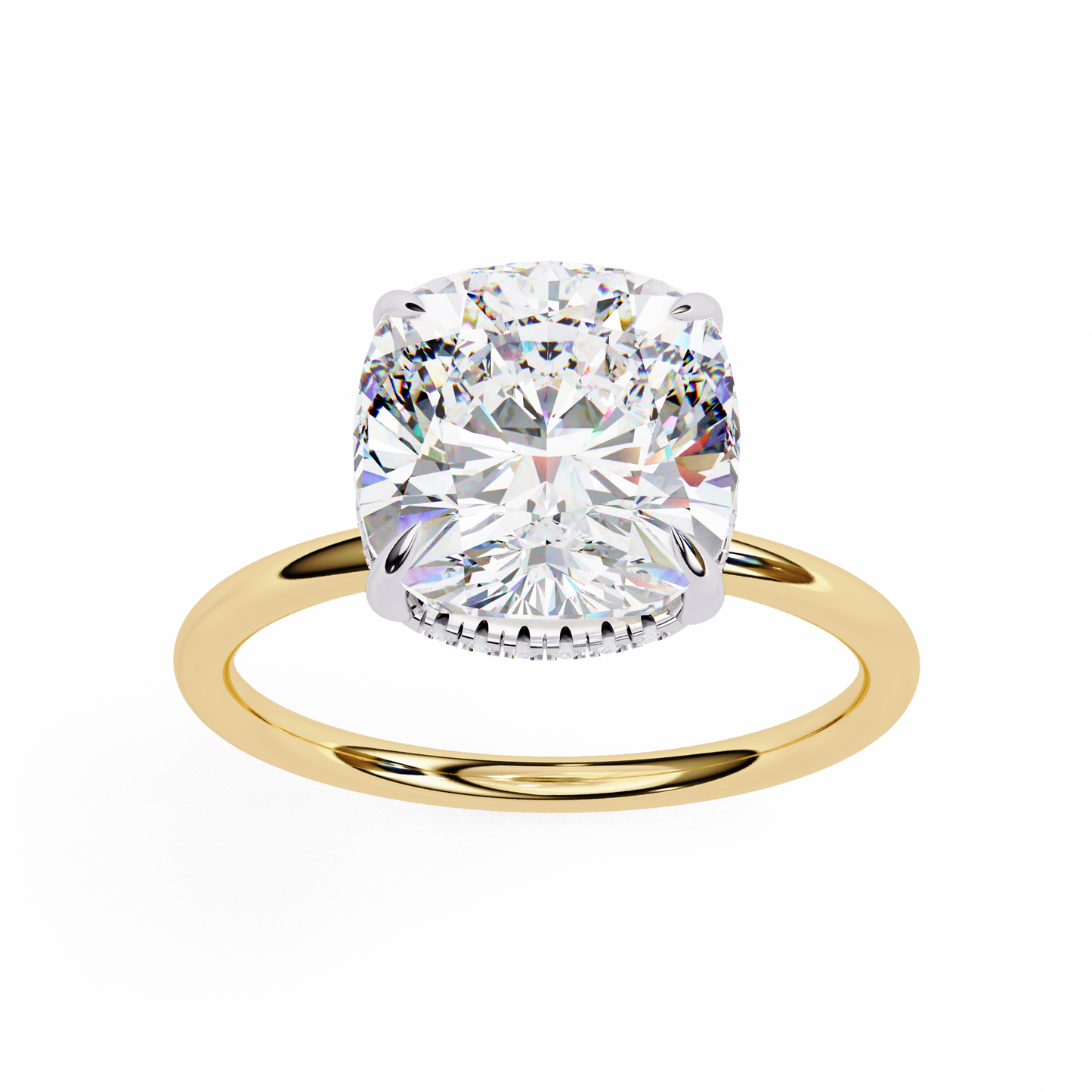 yellow gold / moissanite, yellow gold / lab grown