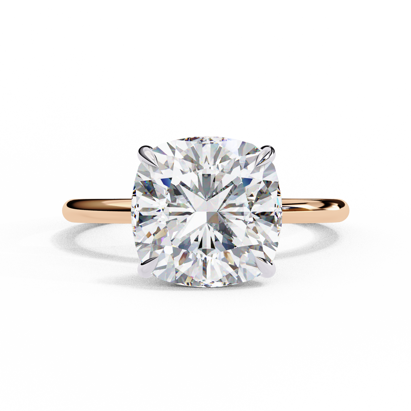 rose gold / moissanite, rose gold / lab grown