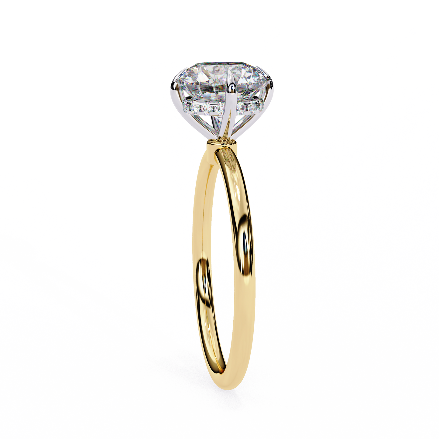 yellow gold / moissanite, yellow gold / lab grown