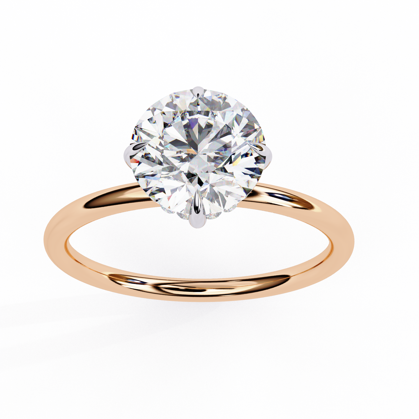 rose gold / moissanite, rose gold / lab grown