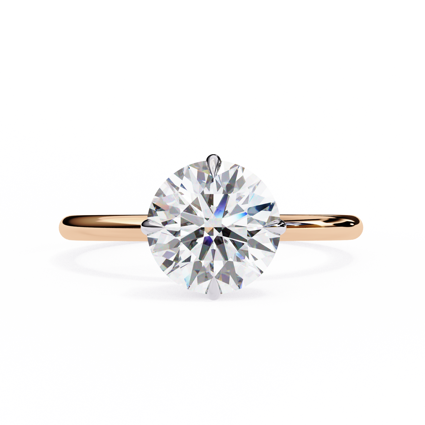 rose gold / moissanite, rose gold / lab grown