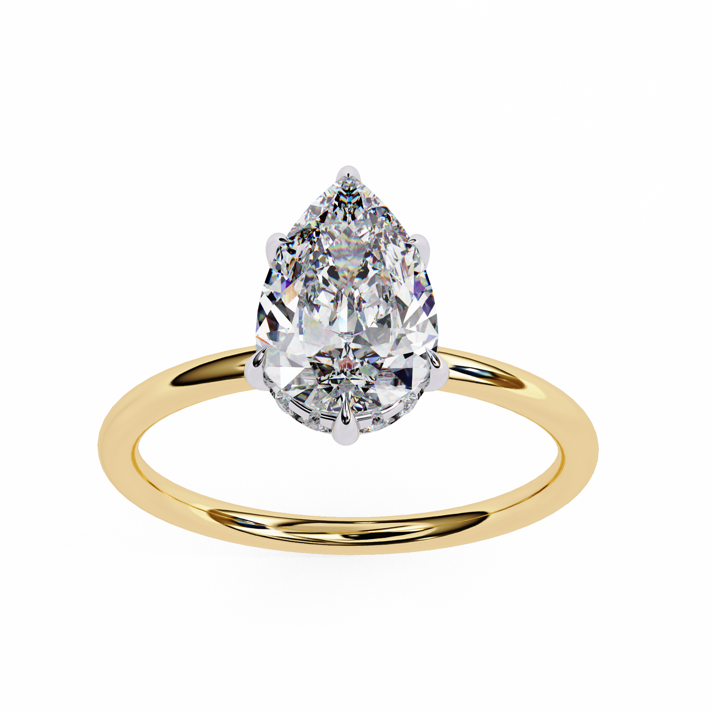 yellow gold / moissanite, yellow gold / lab grown