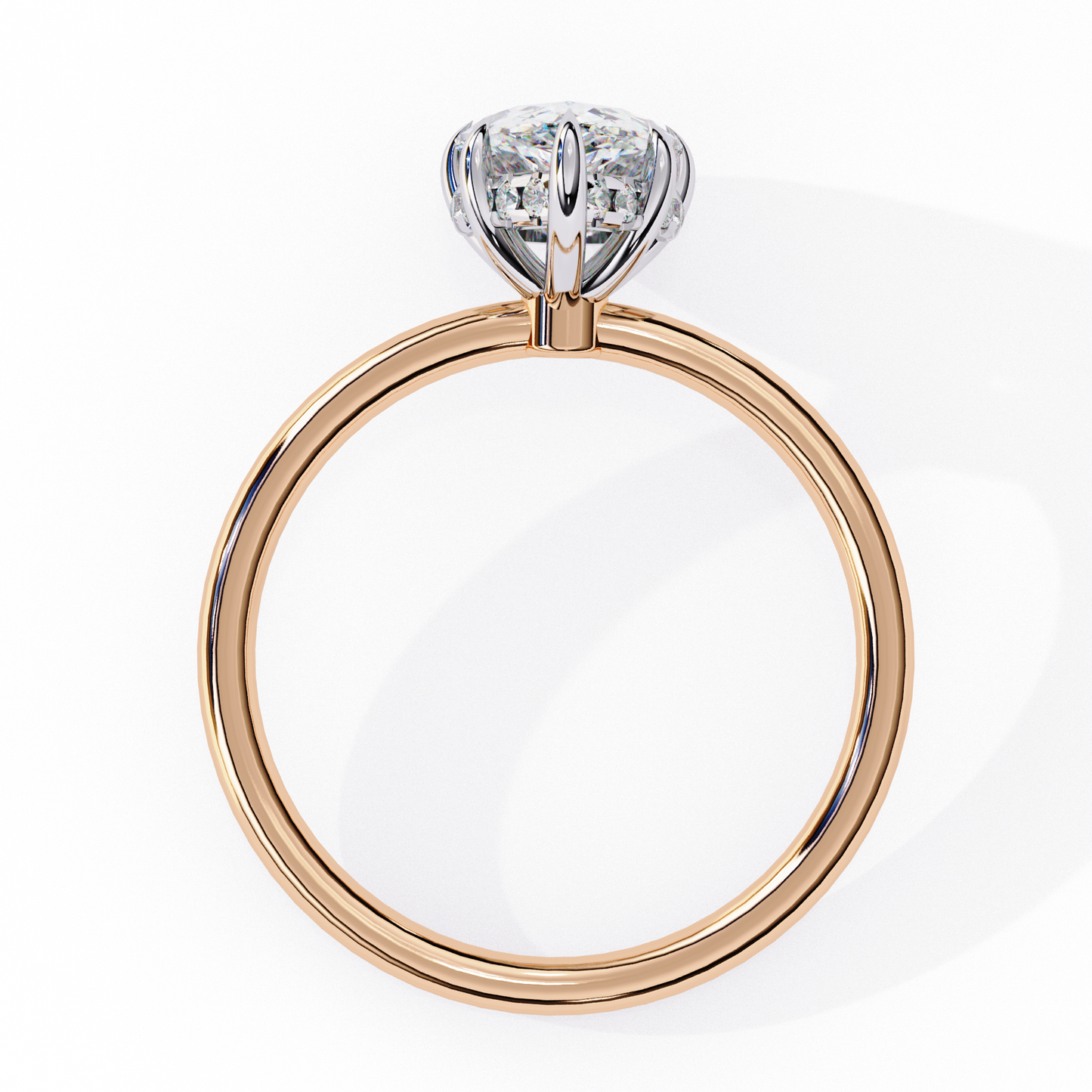 rose gold / moissanite, rose gold / lab grown