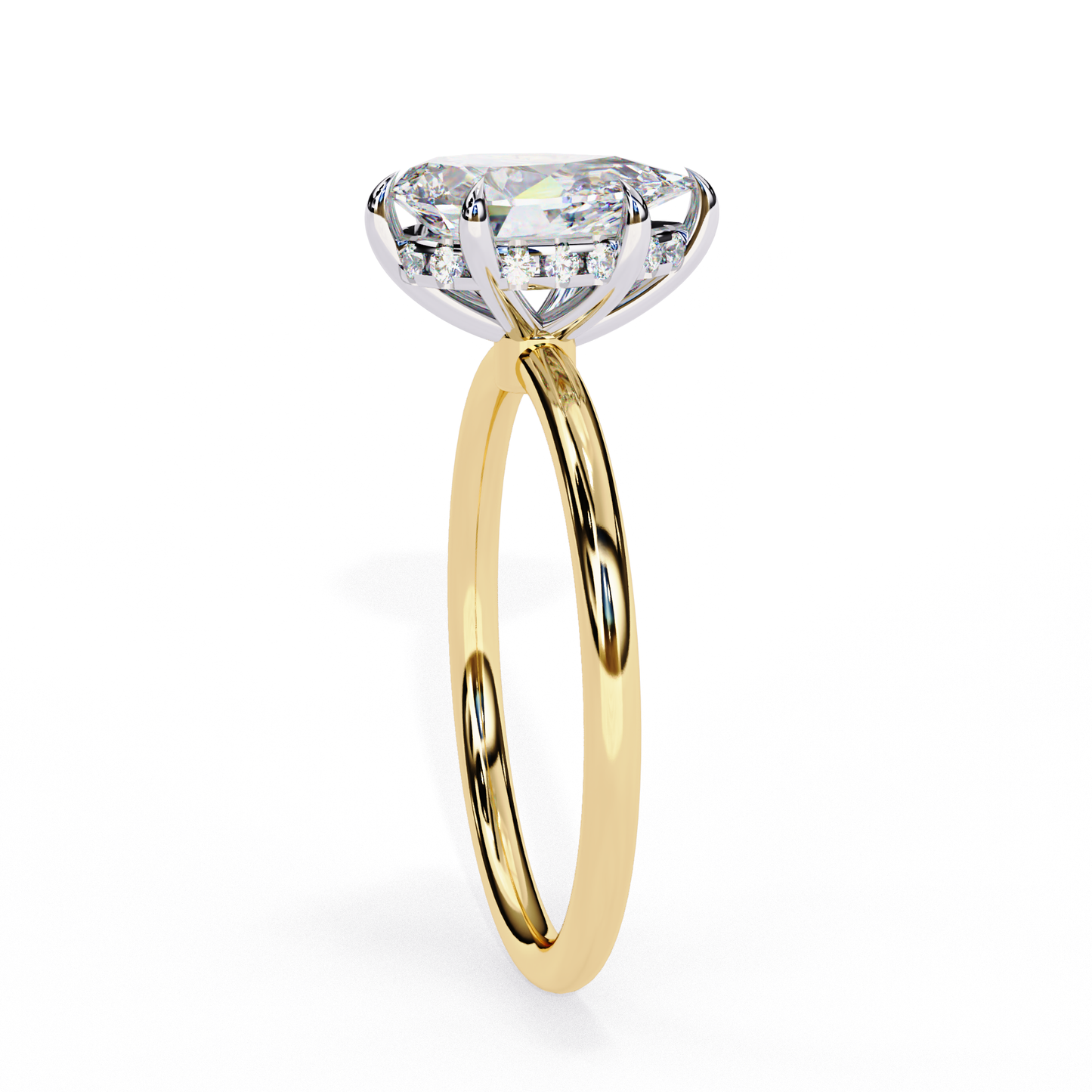 yellow gold / moissanite, yellow gold / lab grown