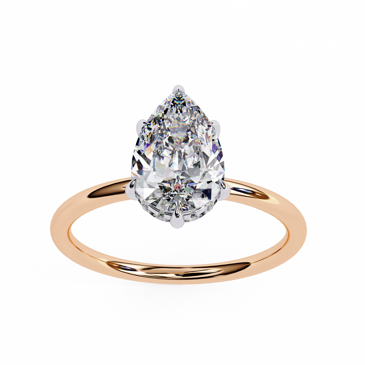 rose gold / moissanite, rose gold / lab grown