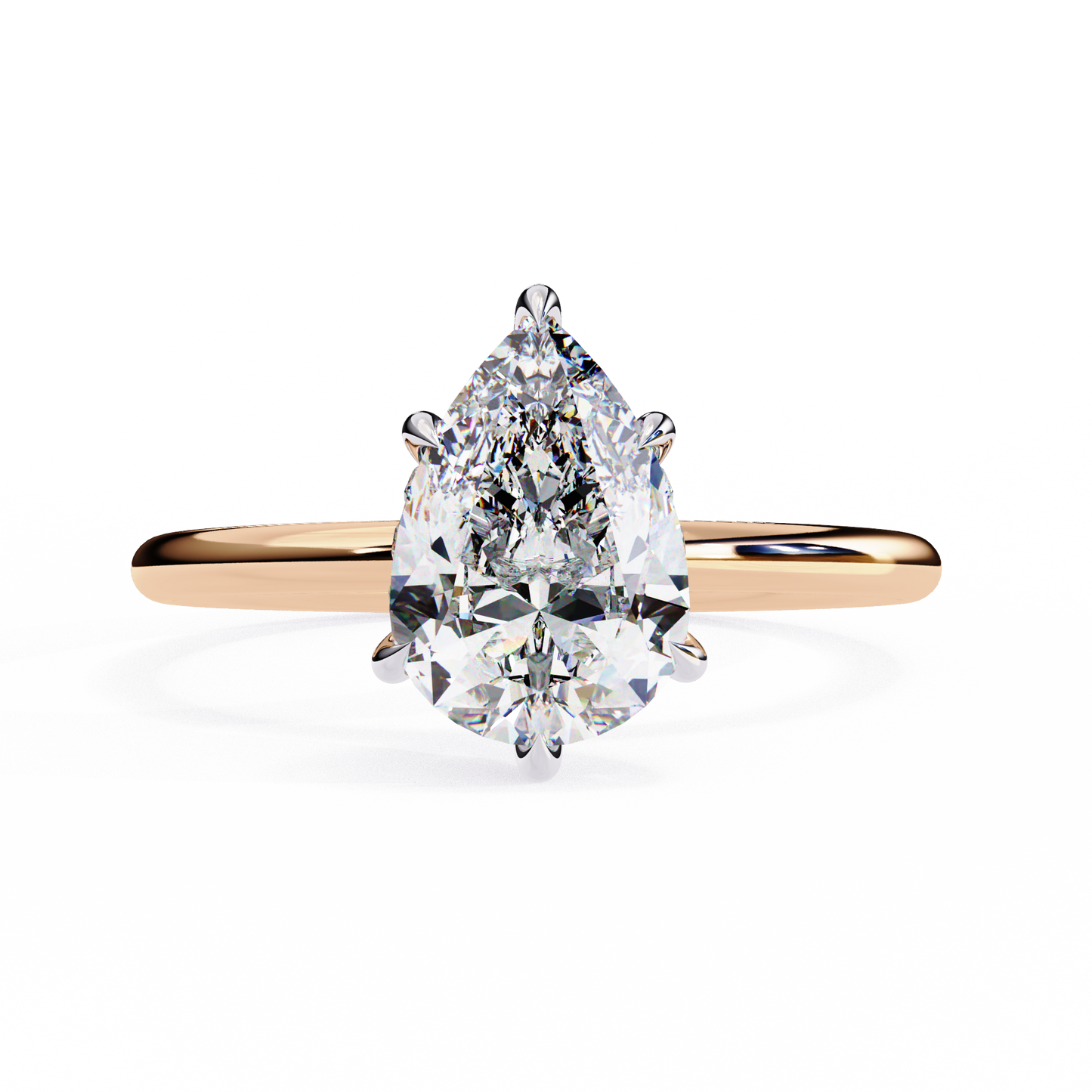 rose gold / moissanite, rose gold / lab grown