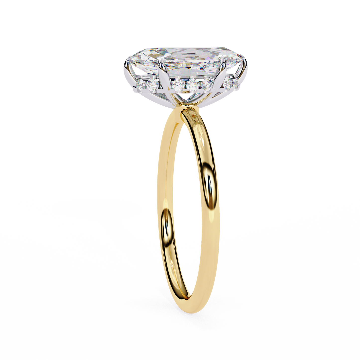 yellow gold / moissanite, yellow gold / lab grown