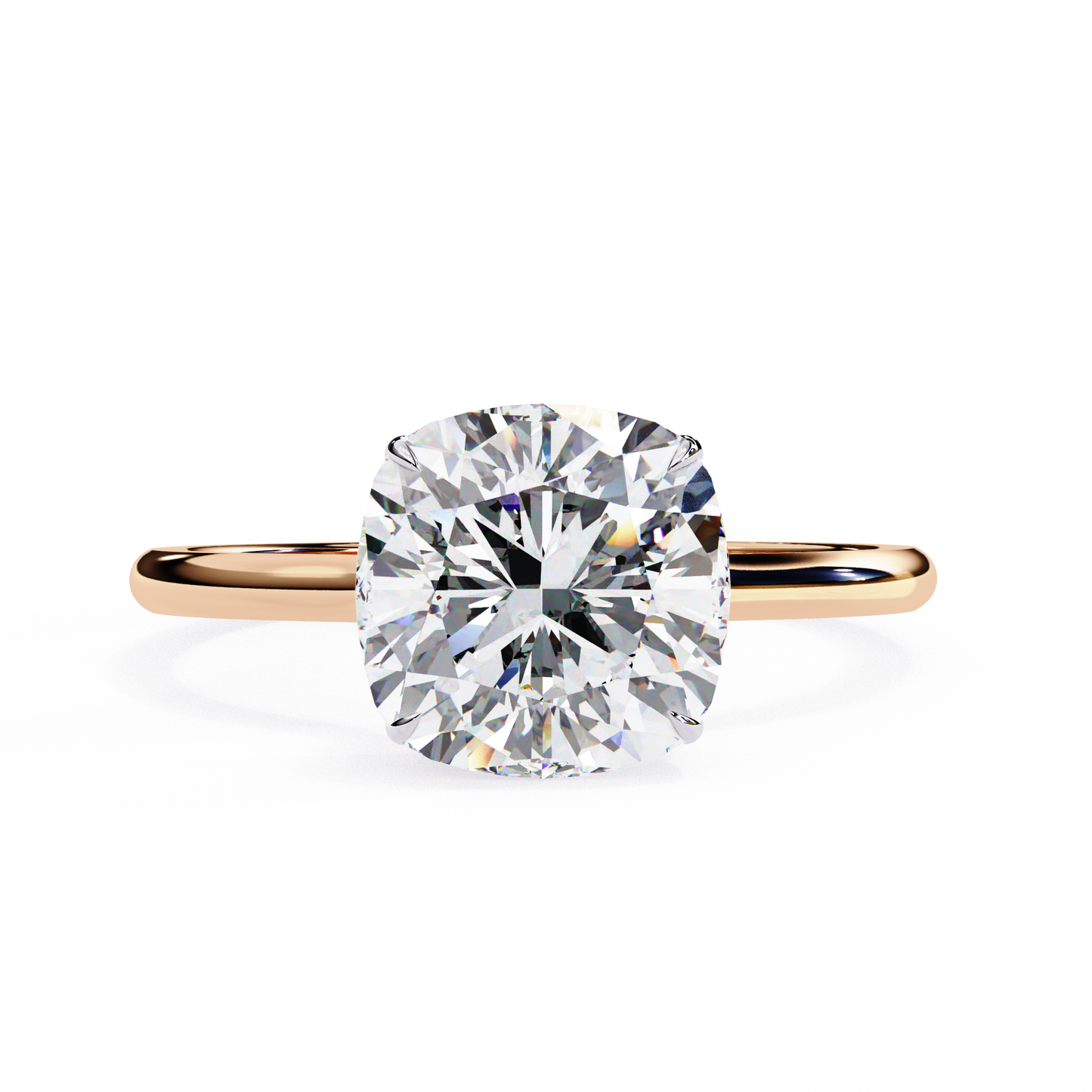 rose gold / moissanite, rose gold / lab grown