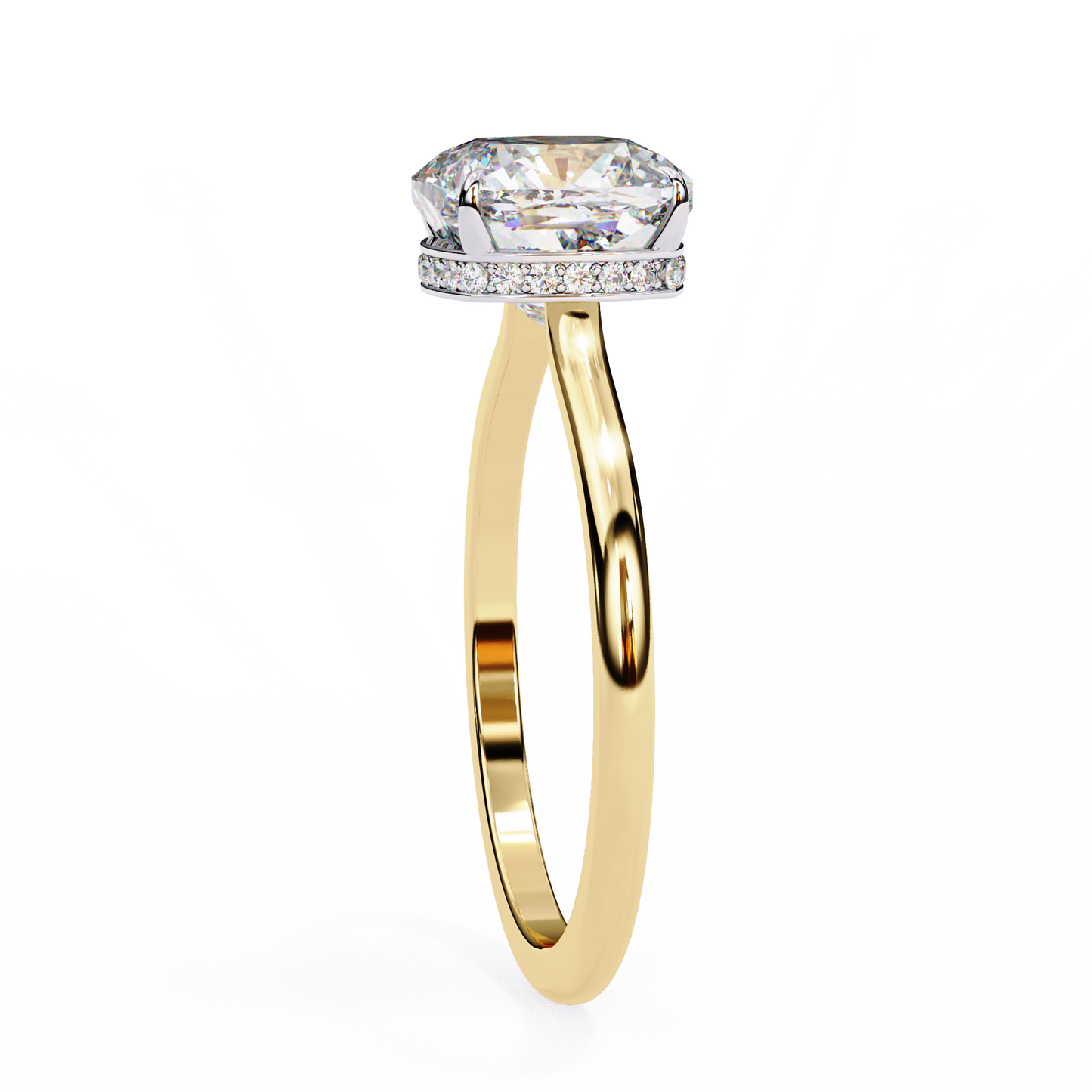 yellow gold / moissanite, yellow gold / lab grown