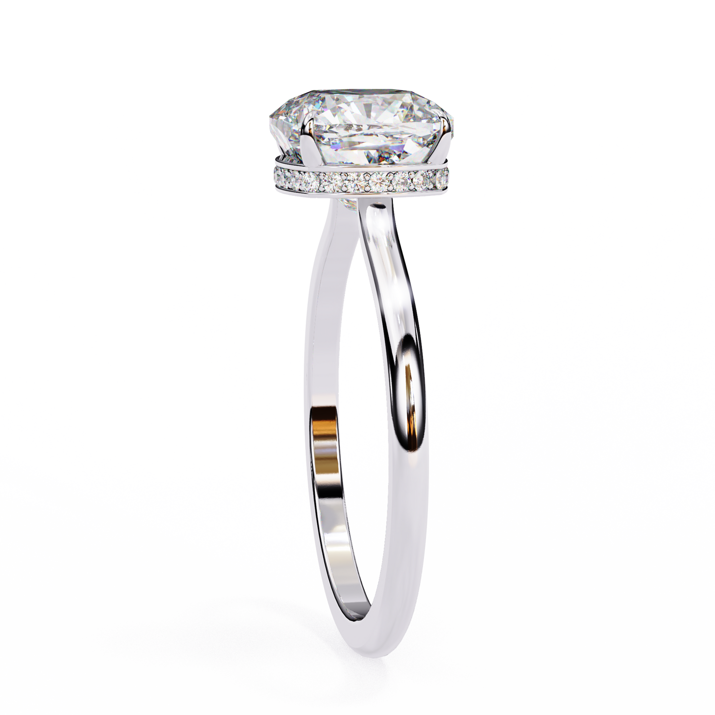 white gold / moissanite, white gold / lab grown