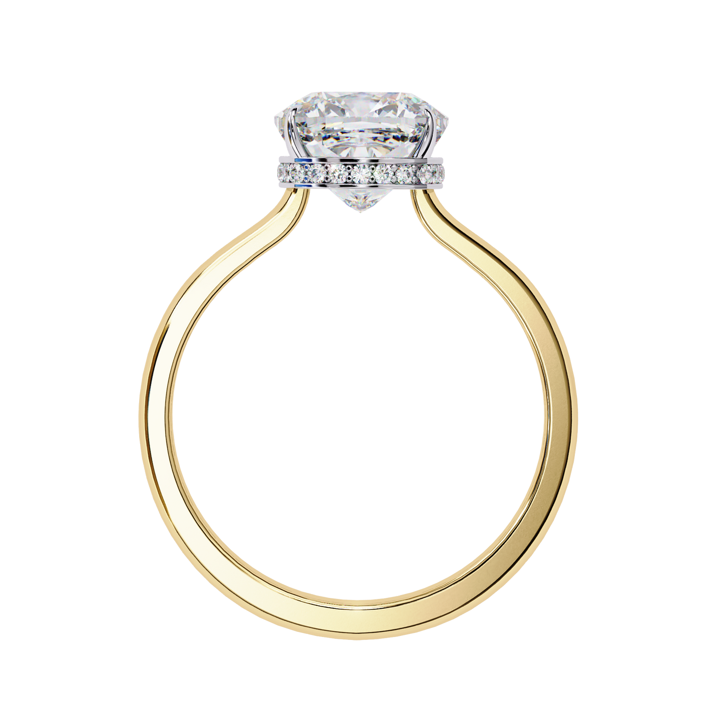 yellow gold / moissanite, yellow gold / lab grown