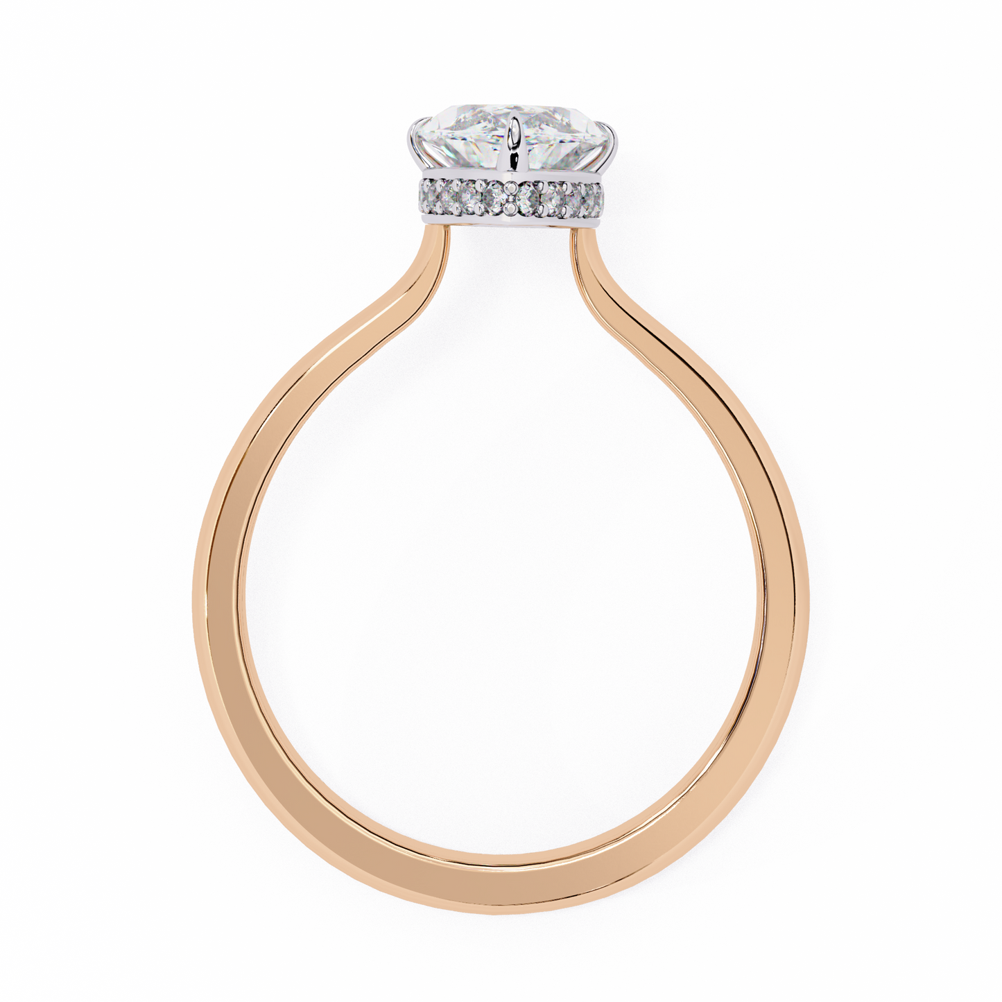 rose gold / moissanite, rose gold / lab grown
