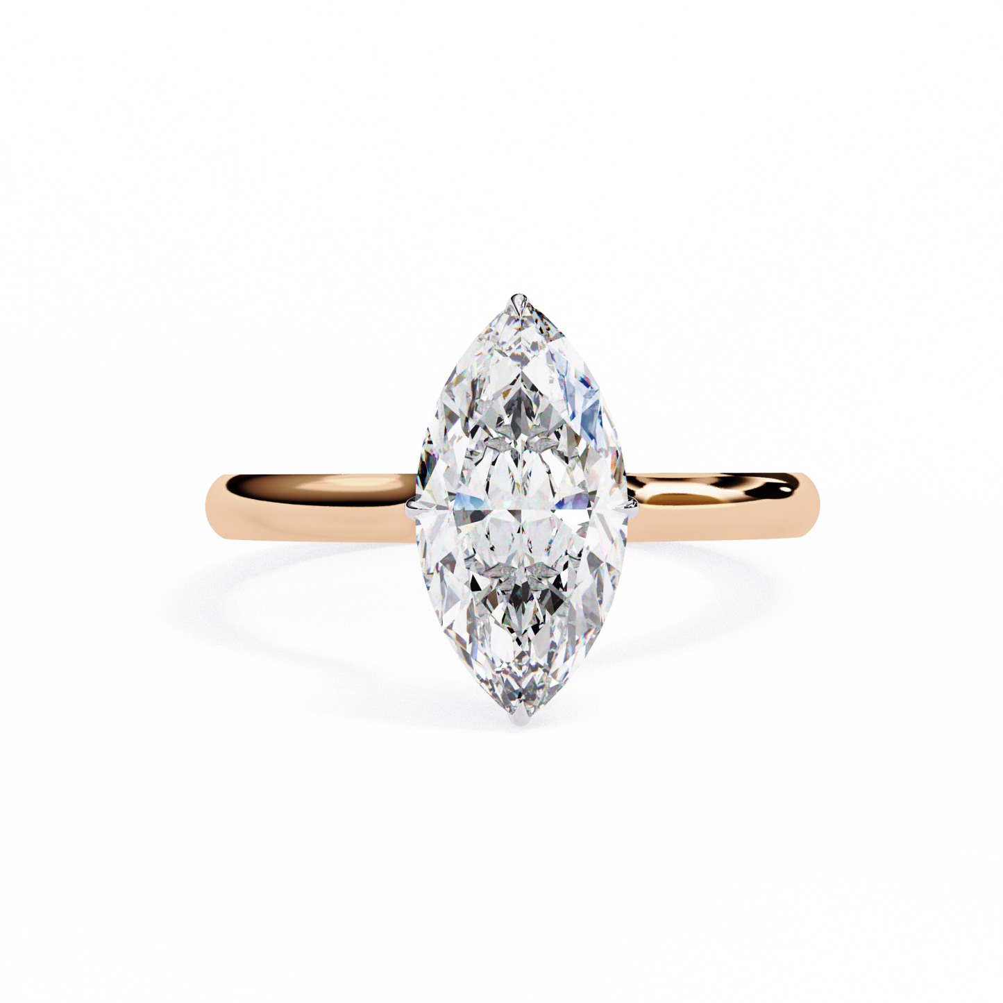 rose gold / moissanite, rose gold / lab grown