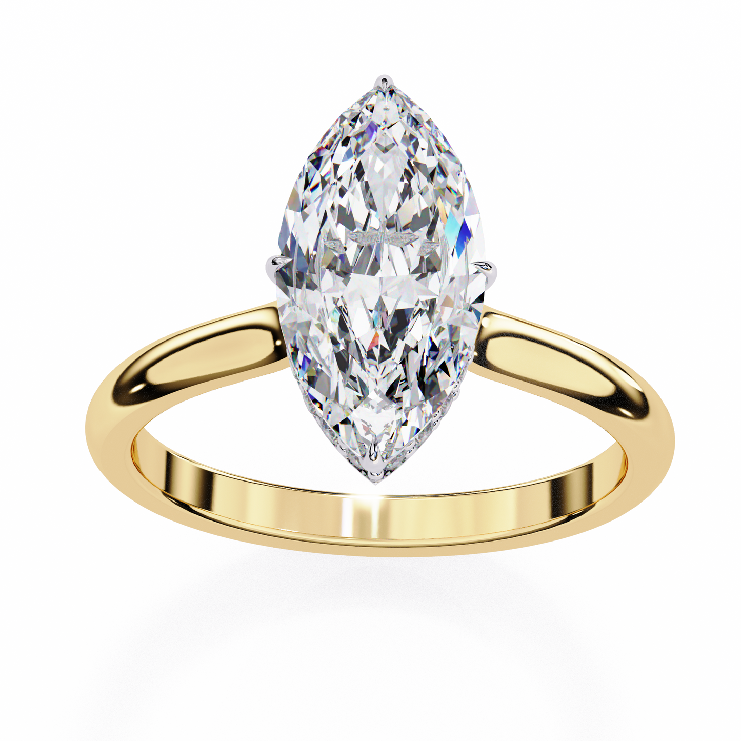 yellow gold / moissanite, yellow gold / lab grown