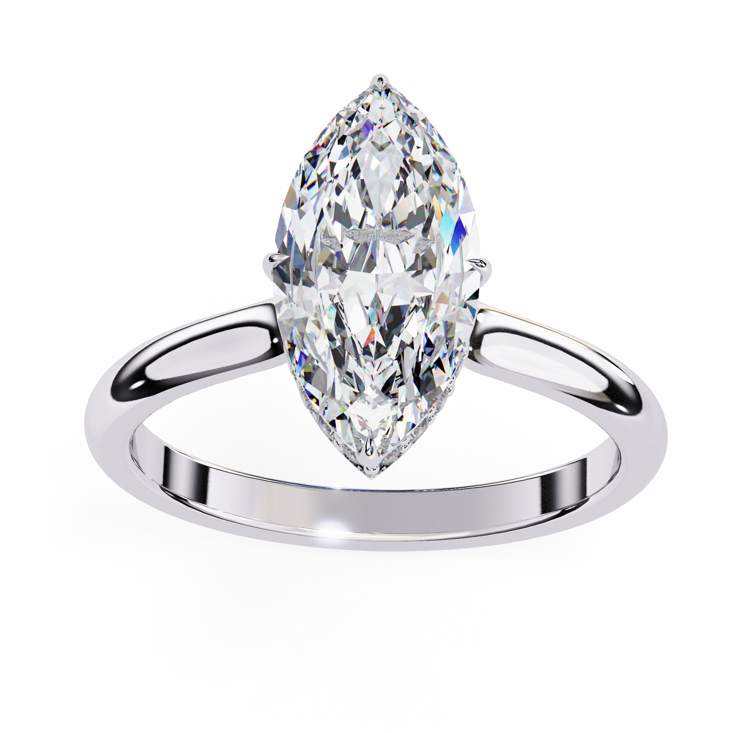 white gold / moissanite, white gold / lab grown