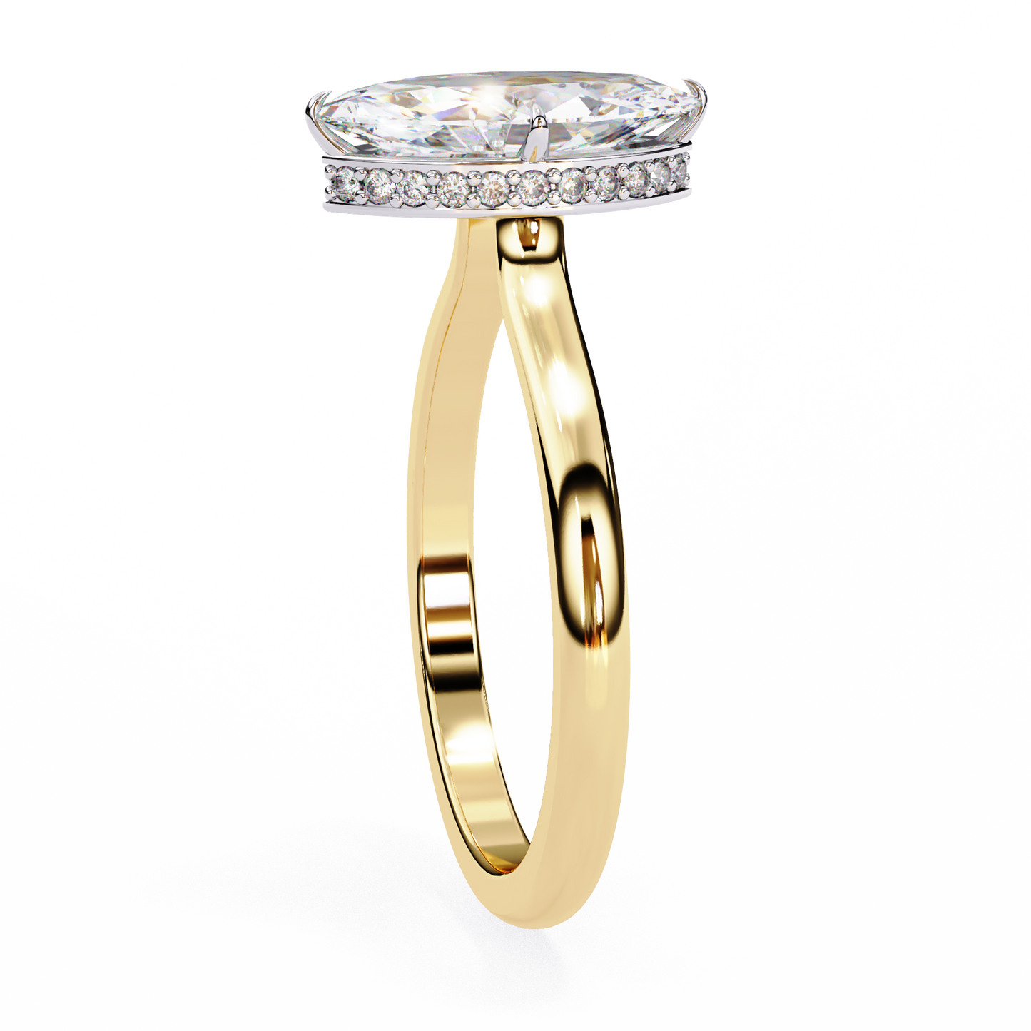 yellow gold / moissanite, yellow gold / lab grown