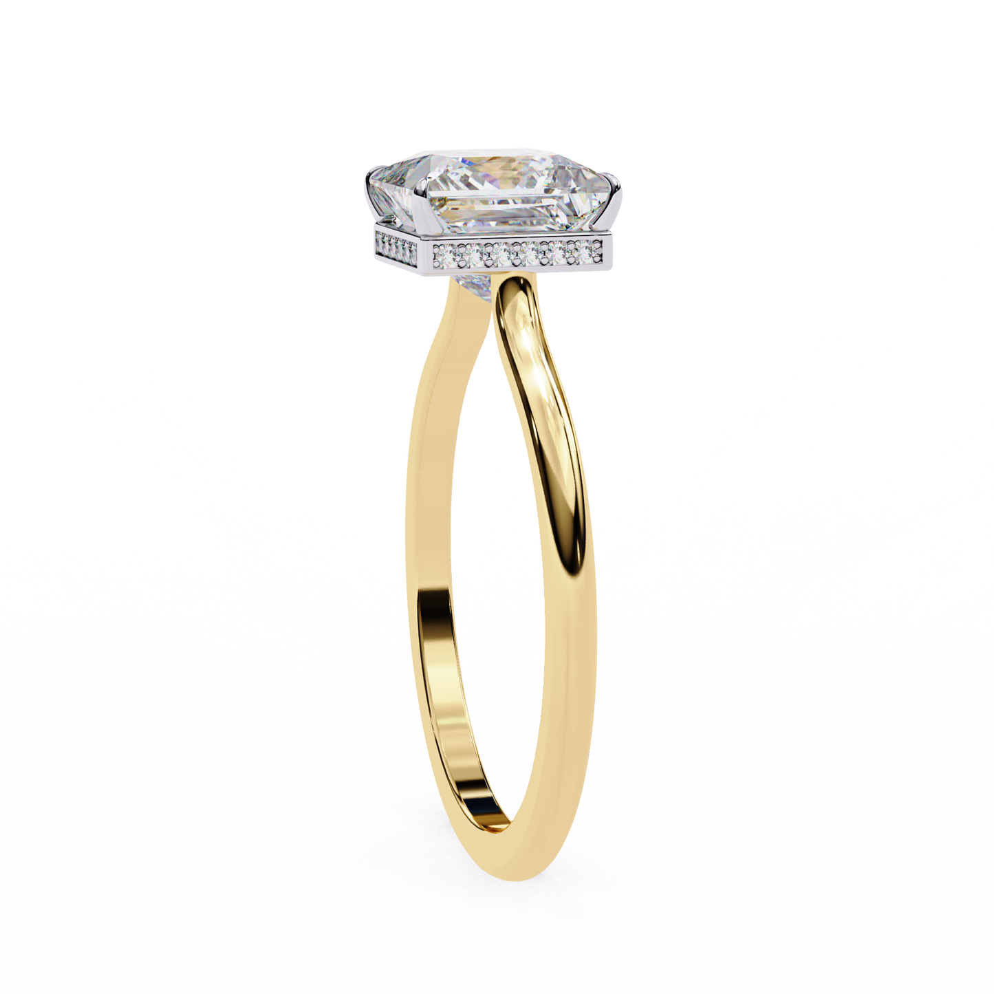 yellow gold / moissanite, yellow gold / lab grown