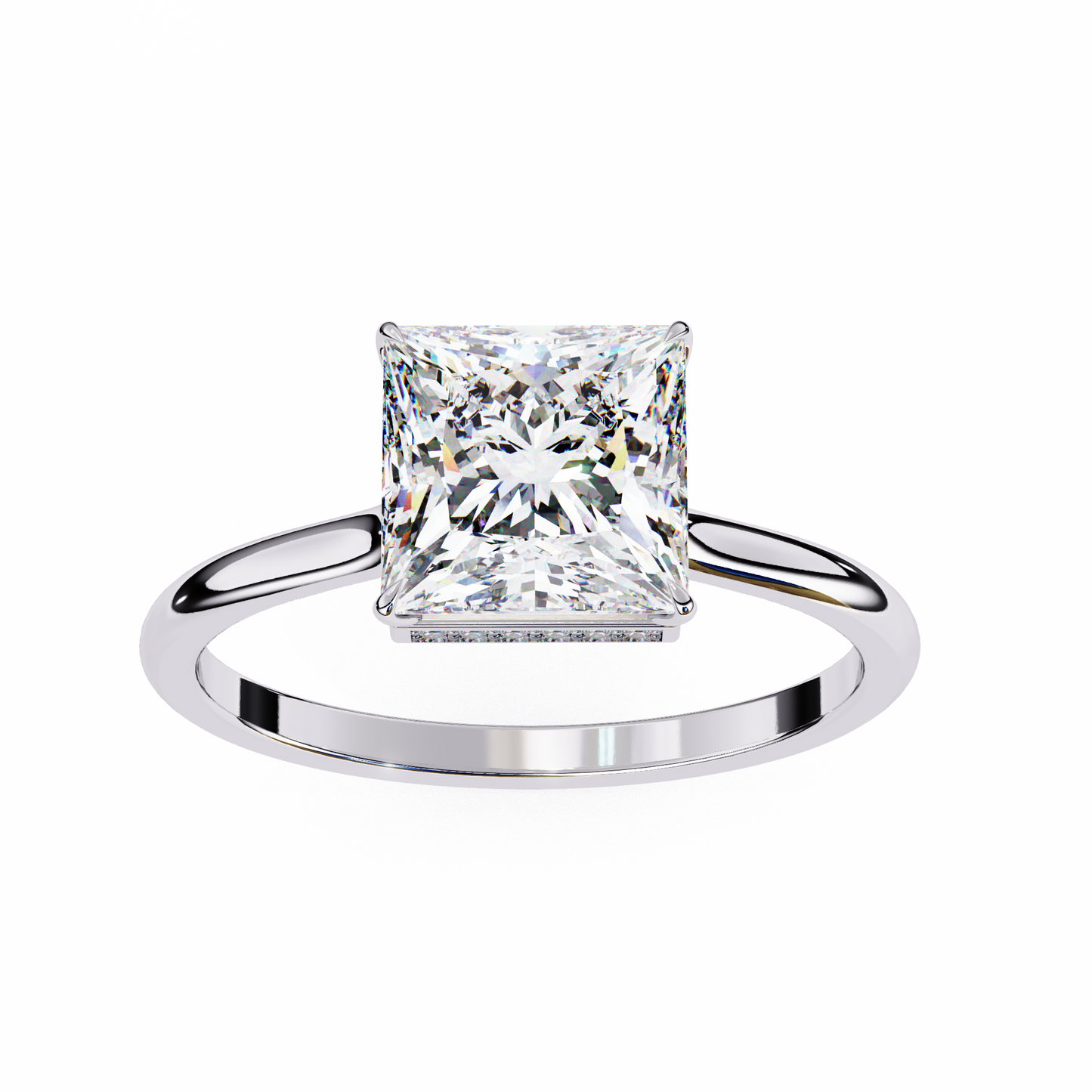 white gold / moissanite, white gold / lab grown