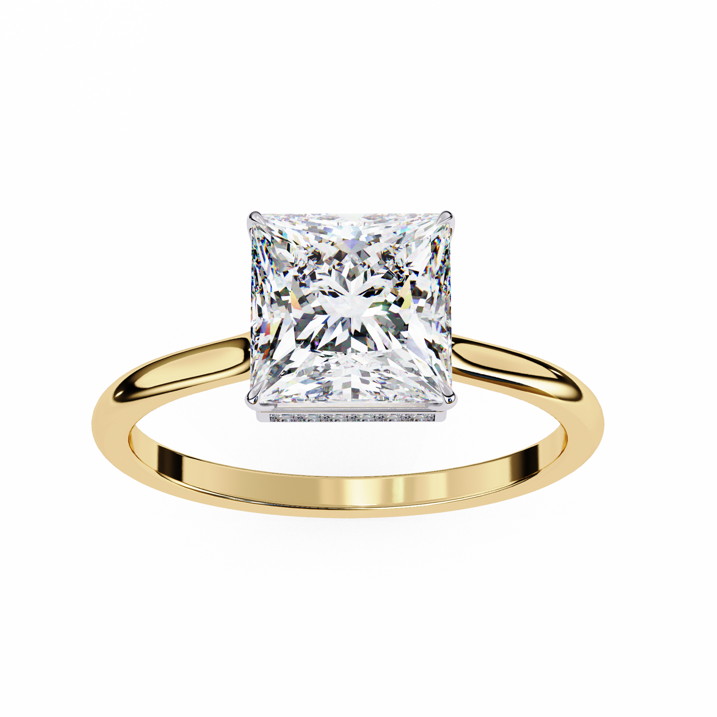 yellow gold / moissanite, yellow gold / lab grown