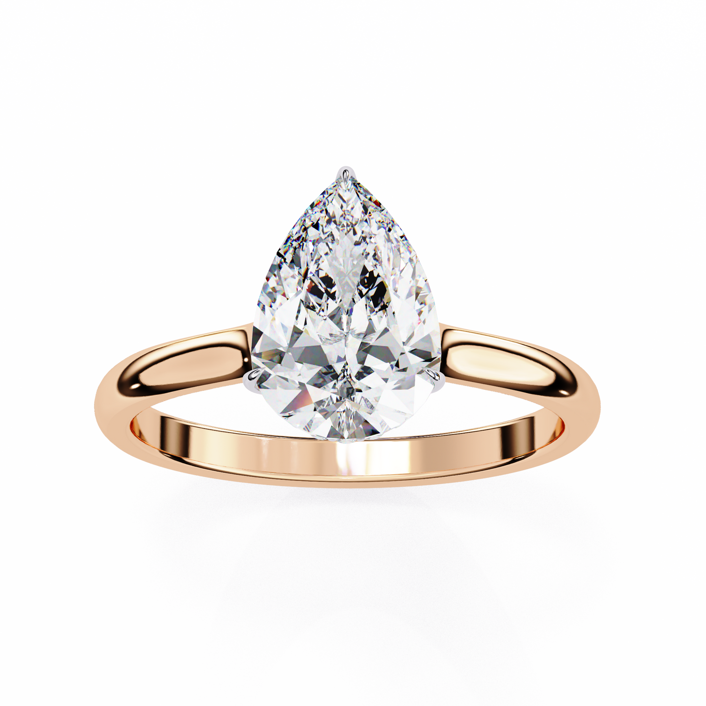 rose gold / moissanite, rose gold / lab grown