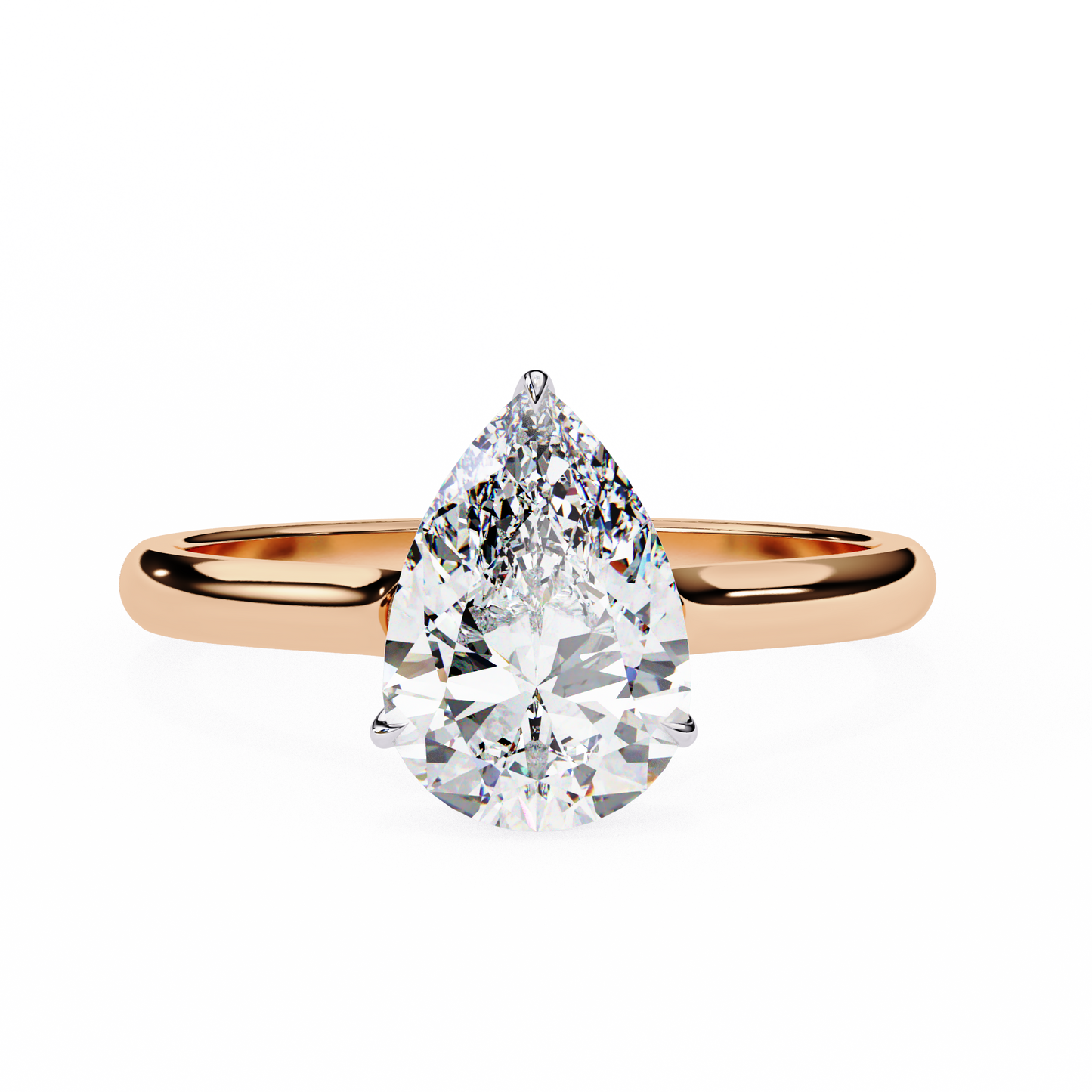 rose gold / moissanite, rose gold / lab grown