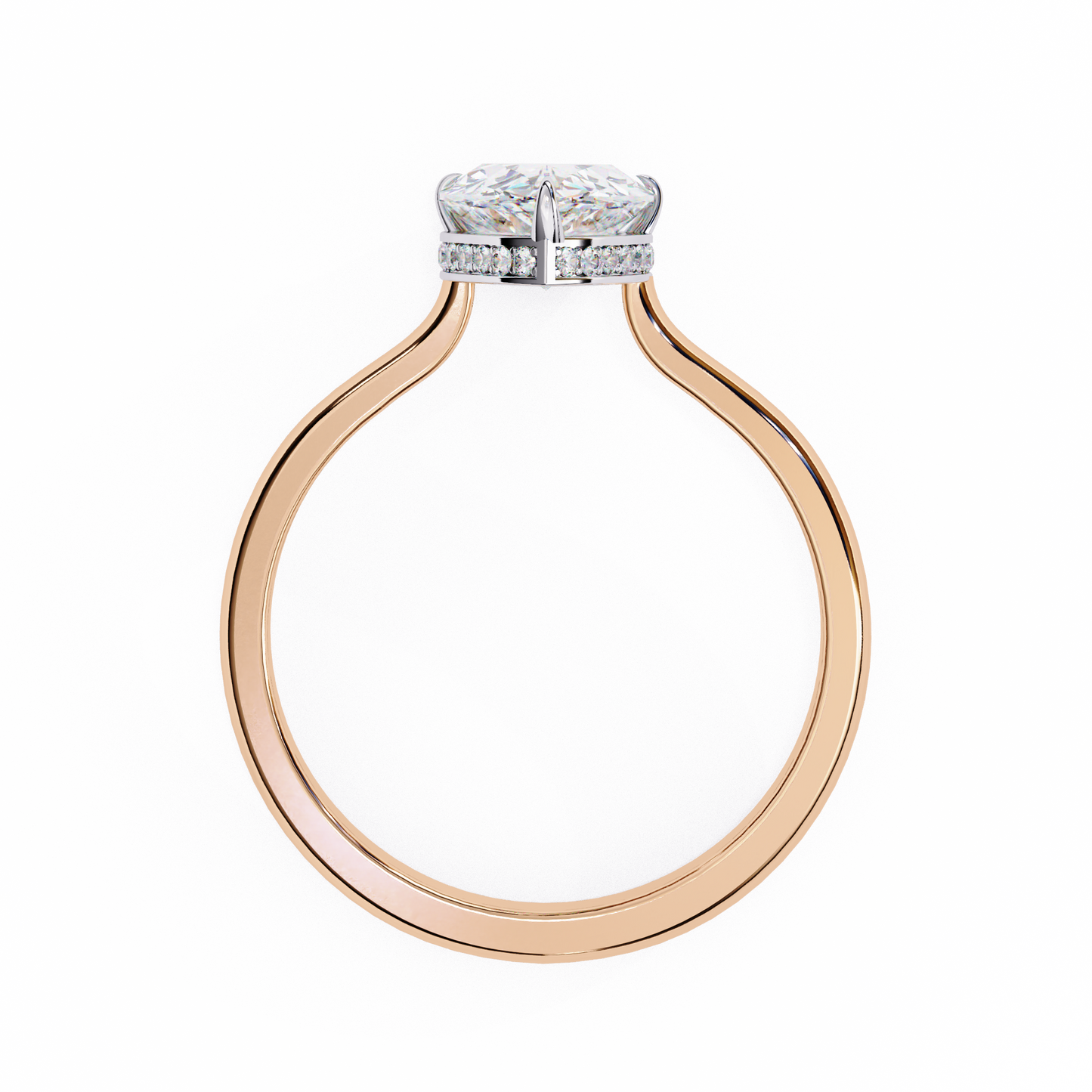 rose gold / moissanite, rose gold / lab grown