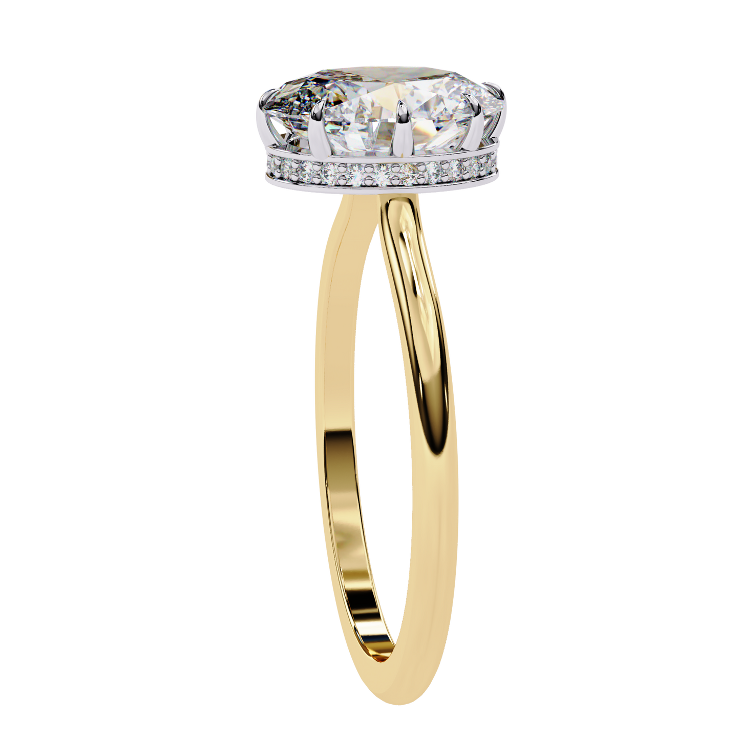 yellow gold / moissanite, yellow gold / lab grown