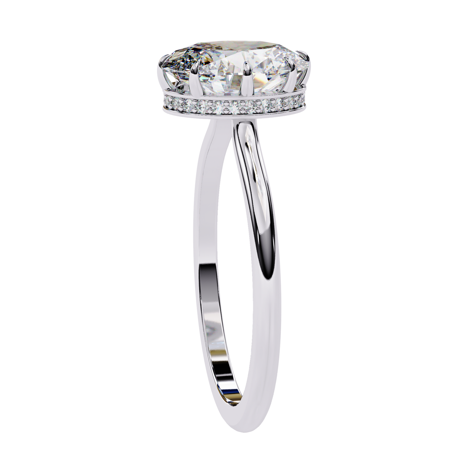 white gold / moissanite, white gold / lab grown