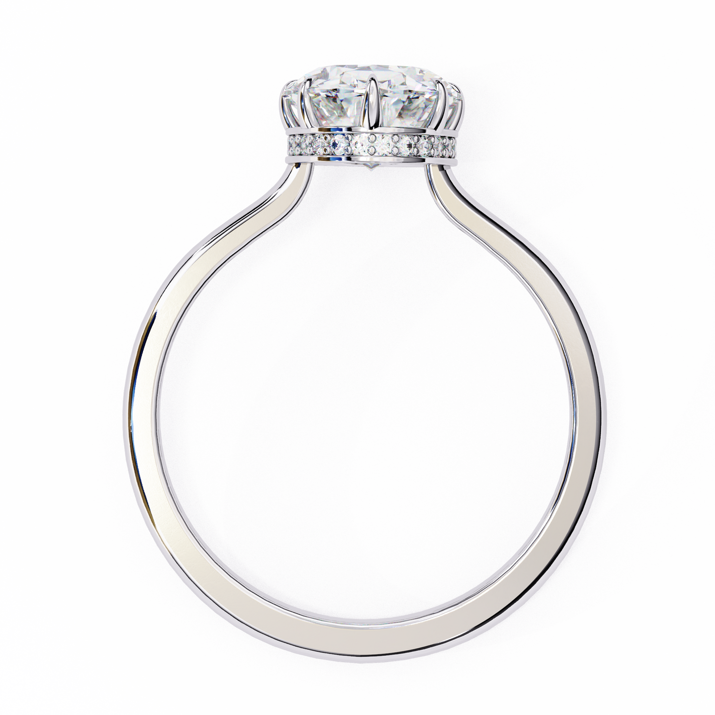 white gold / moissanite, white gold / lab grown