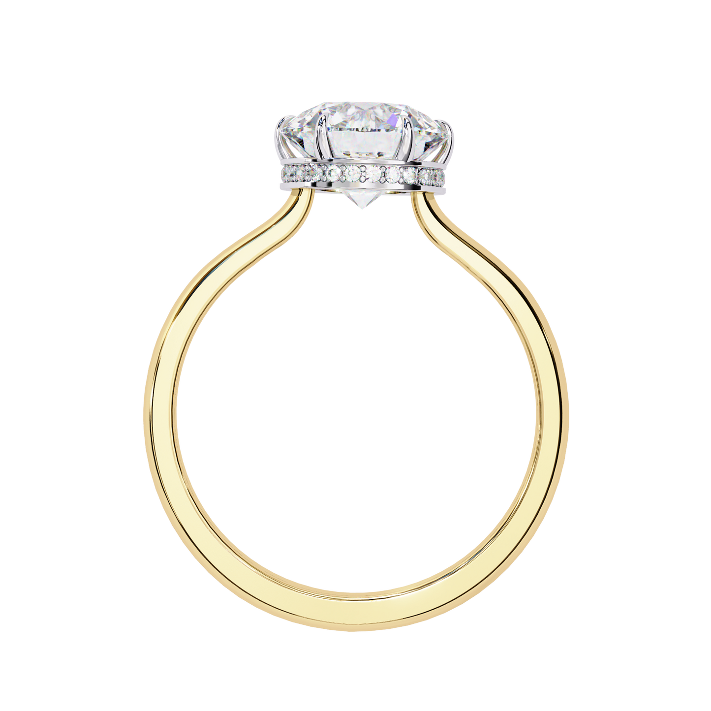 yellow gold / moissanite, yellow gold / lab grown