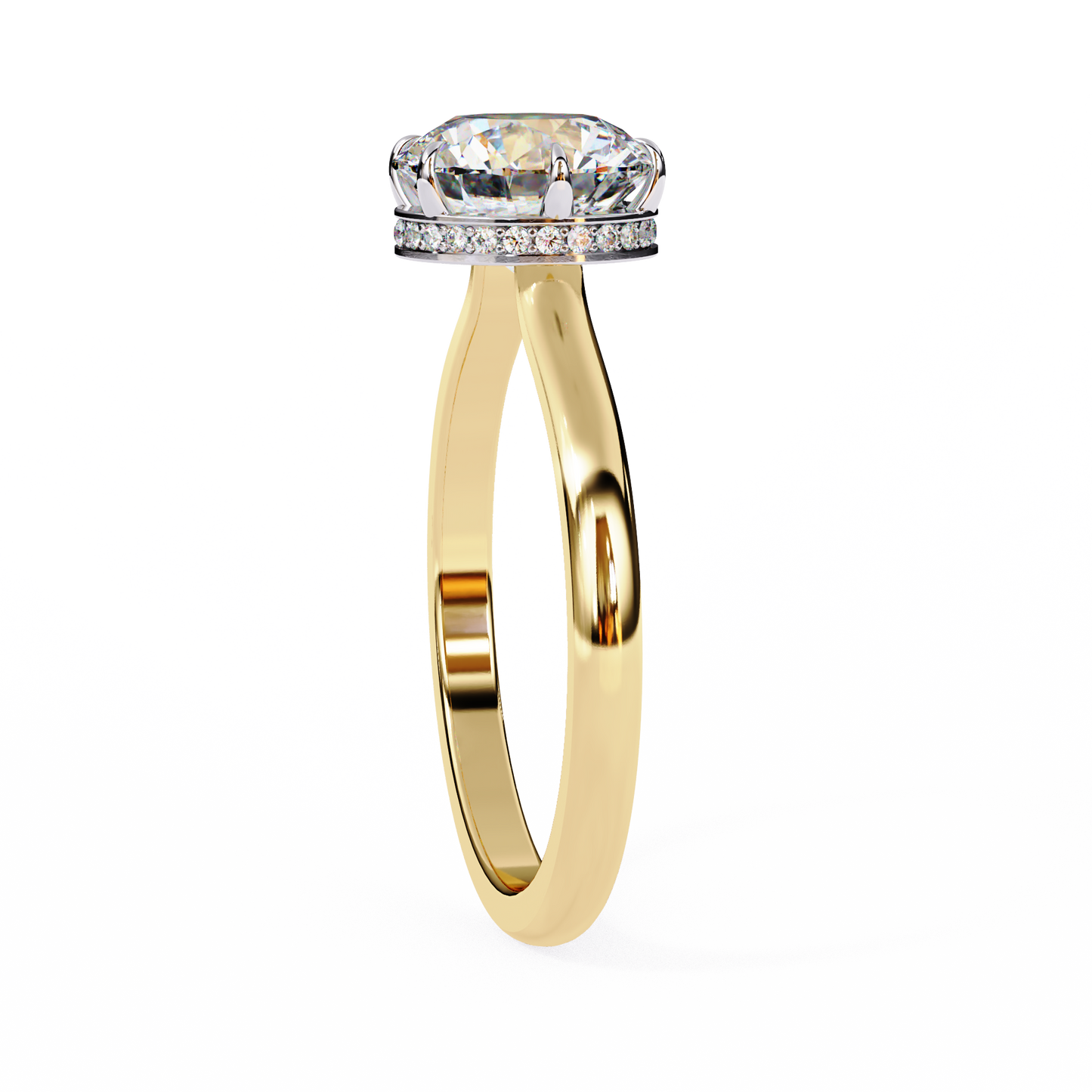 yellow gold / moissanite, yellow gold / lab grown