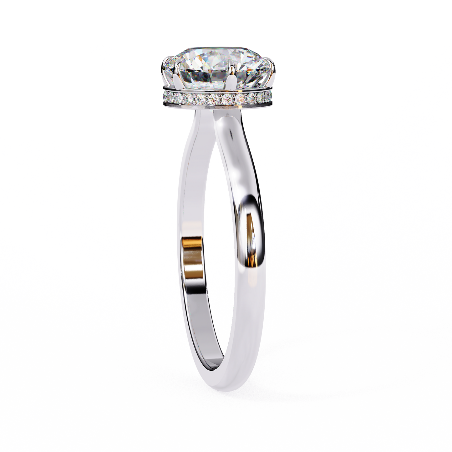 white gold / moissanite, white gold / lab grown