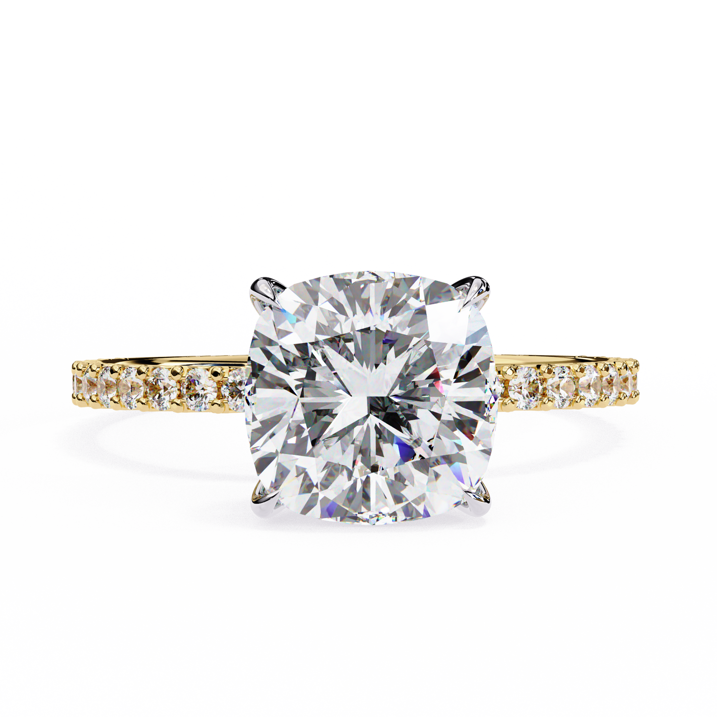 yellow gold / moissanite, yellow gold / lab grown