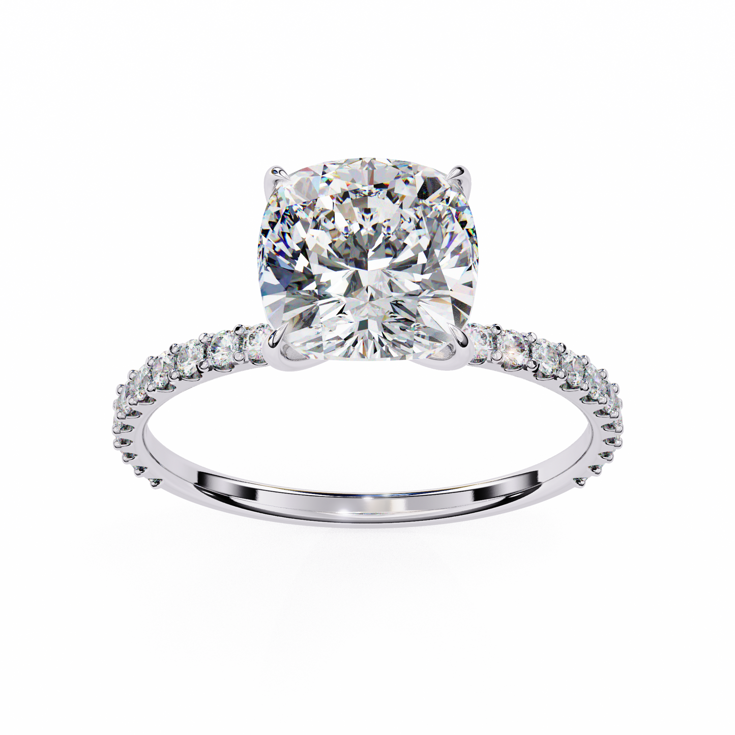 white gold / moissanite, white gold / lab grown