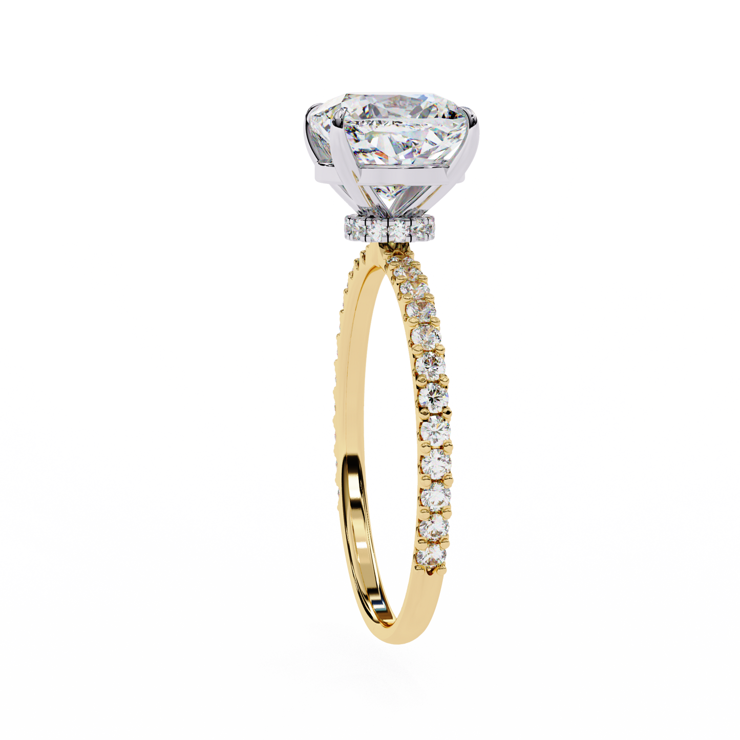 yellow gold / moissanite, yellow gold / lab grown