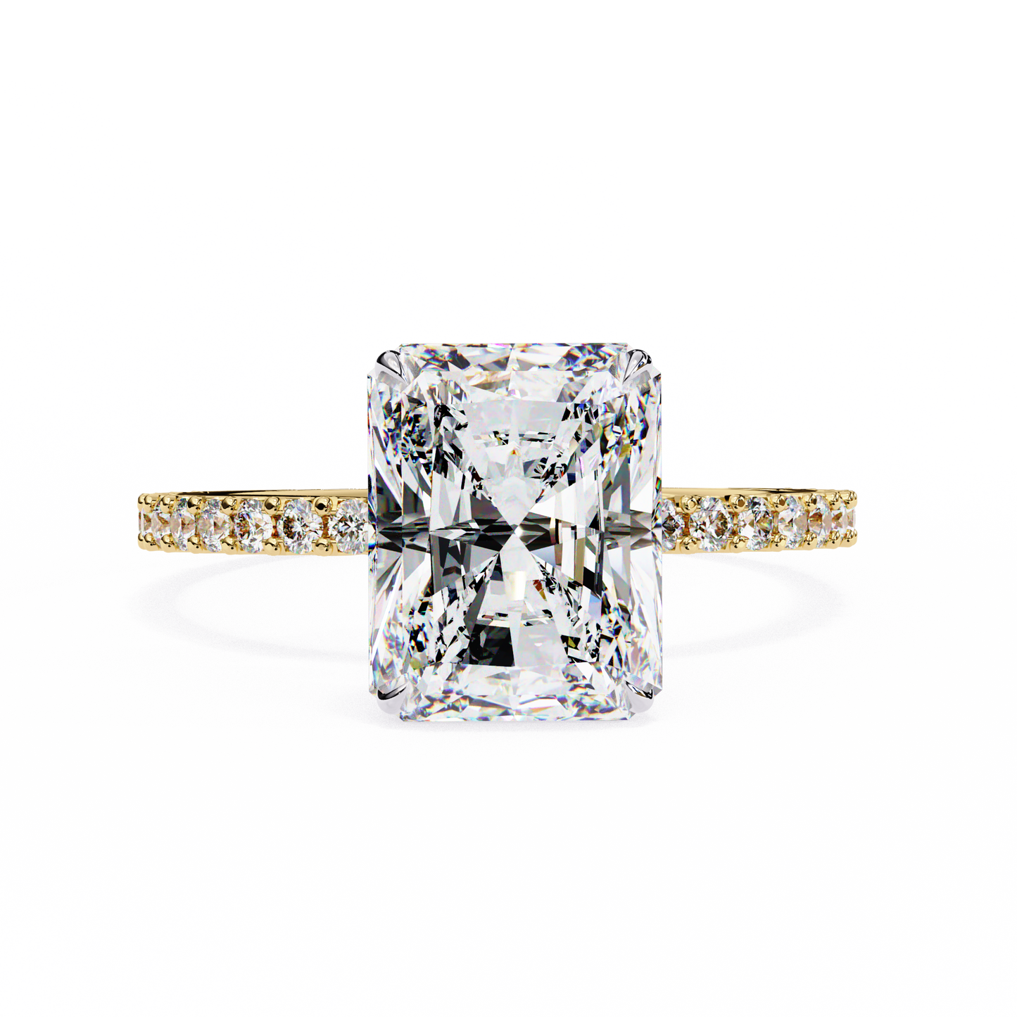 yellow gold / moissanite, yellow gold / lab grown