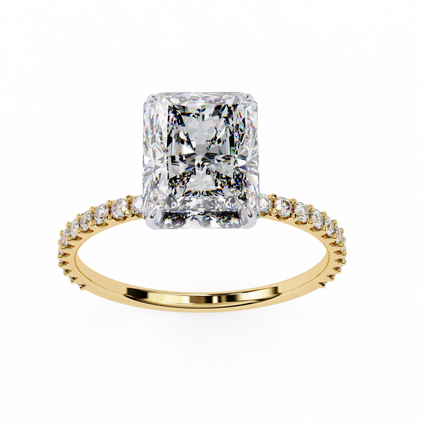 yellow gold / moissanite, yellow gold / lab grown